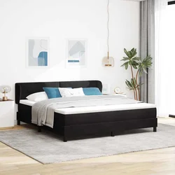 Krevet s opruga kutije s uzglavljem Crna 180 x 200 cm Baršun