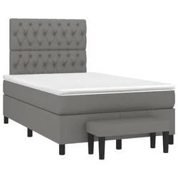 Vidaxl Box spring postelja z vzmetnico temno siva 120x190 cm blago