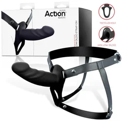 Action STRAP-ON Action Hollow Dildo Silicone Black (S)