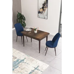 Hanah Home trpezarijski set Nil, sto i 2 stolice, ploča u dekoru drveta Baroque, teget tkanina Babyface