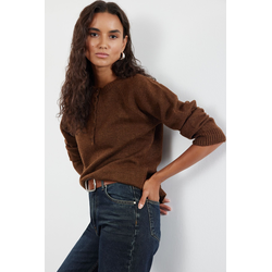 Trendyol Brown Button Detailed Knitwear Sweater