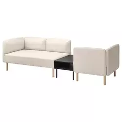 LILLEHEM Modul. sofa trosed s pom. stočićem, Vissle bež/drvo