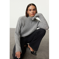 Trendyol Gray Wool High Collar Knitwear Sweater