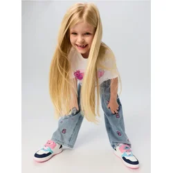 Sinsay - Wide leg farmerke sa vezom i dodatkom viskoze Stitch - plava