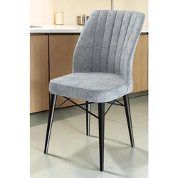Hanah Home set trpezarijskih stolica Flex 2 kom, siva tkanina Babyface, crne drvene noge