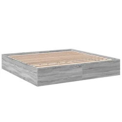Vidaxl Posteljni okvir siva sonoma 200x200 cm inženirski les