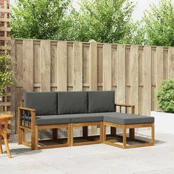 Set vanjskih sofa 4 kom. Prirodna i antracit