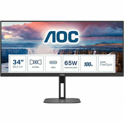 Monitor AOC 34 U34V5C, VA, Adaptive-Sync, AMD FreeSync 100Hz, HDMI, DP, 4xUSB 3.2, USB-C, Zvučnici, 3440x1440 U34V5C