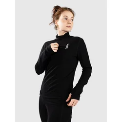 Mons Royale Merino Cascade Flex Mock Neck Base Layer Top black