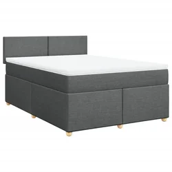 Vidaxl Box spring postelja z vzmetnico temno siva 160x200 cm blago