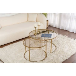 Hanah Home Set stolova za dnevnu sobu Aurum, 80x80x43cm, 60x60x39cm, 2 komada, Zlatne boje