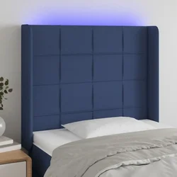 Vidaxl vidaXL Vzglavje postelje z LED modro 83x16x118/128 cm blago