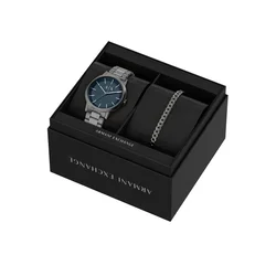 Set ura in zapestnica Armani Exchange Cayde Gift Set AX7183SET Siva