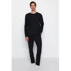 Trendyol Black Regular Fit Knitted Pajama Set