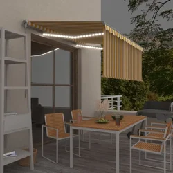 Tenda na ručno uvlačenje s roletom LED 3 x 2,5 m žuto-bijela