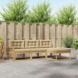 Set vanjskih sofa s jastukom 4 pcs Bijela i bež Poliester