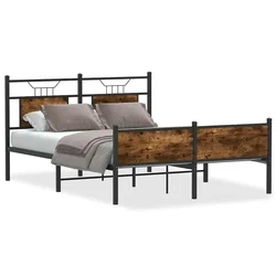 Vidaxl Posteljni okvir brez vzmetnice hrast 150x200 cm inženirski les