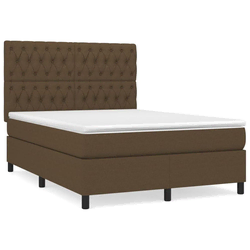 shumee Box spring postelja z vzmetnico temno rjava 140x200 cm blago
