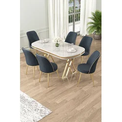 Hanah Home Set Trpezarijski sto i 6 stolica Lai, Antracit-beli