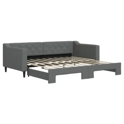 Vidaxl Izvlečna dnevna postelja temno siva 90x190 cm blago