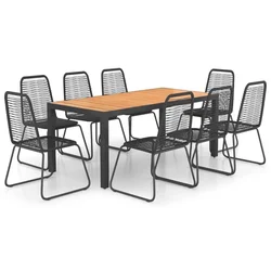 9-dijelni vrtni blagovaonski set od PVC ratana crno-smeđi