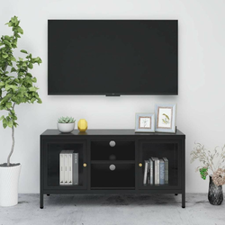 TV ormarić crni 105 x 35 x 52 cm od čelika i stakla