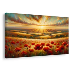 Slika sončni zahod nad makovim poljem - 40x30
