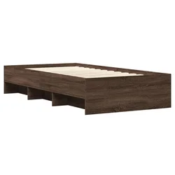 Vidaxl Posteljni okvir brez vzmetnice hrast 100x200 cm inženirski les