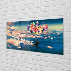 tulup.si Steklena slika Sky oblaki baloni 120x60 cm 2 obešalnika