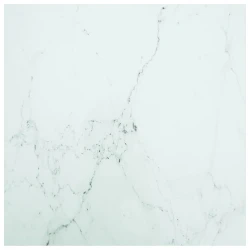 Stolna ploča bijela 80x80 cm 6 mm staklena s mramornim uzorkom