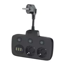 Razdelnik utičnica sa prekidačem LINEA 2x230 V + 4x USB A/C SCHUKO crna