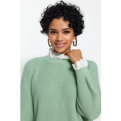 Trendyol Mint Guipure Detailed Thessaloniki Knitwear Sweater