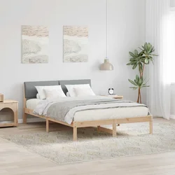 Okvir kreveta s uzglavljem Smeđa i svijetlo siva 140 x 190 cm