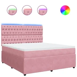 Vidaxl Box spring postelja z vzmetnico roza 180x200 cm žamet