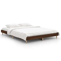 Vidaxl Posteljni okvir rjav hrast 135x190 cm inženirski les