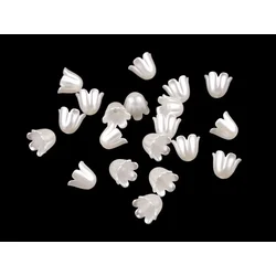 Plastične kroglice zvonček / krilo 9x11 mm - beli biser (20 kosov)