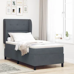 vidaXL Box Spring postelja z vzmetnico temno siva 100x200 cm žamet