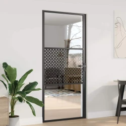 Staklena vrata Rezbarija Crna 93 x 3,5 x 201,5 cm Aluminij