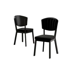 Hanah Home set trpezarijskih stolica Nape 6 kom, crna tkanina Babyface, crne metalne noge