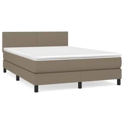 Vidaxl Box spring postelja z vzmetnico taupe 140x190 cm blago
