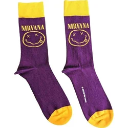 Nirvana Nogavice Yellow Happy Face Purple 36-40