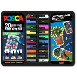 Marker Uni gift set Posca u metalnoj kutiji (mix pc-1m/ pc-3m/pc-5m) pop colours 20/1 302422187