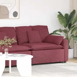 Modularni kauč s naslonom za ruke i jastucima, vinsko crvena 100 cm