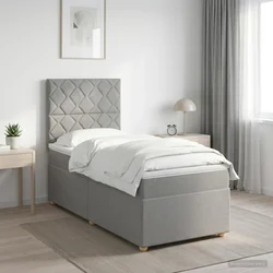 vidaXL Postelja boxspring z vzmetnico Svetlo siva 80 x 200 cm Blago