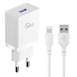 Kucni punjac KONFULON Joko JK77 2.4A sa kablom USB na iPhone Lightning beli 1m