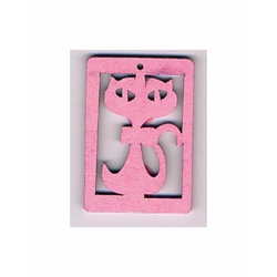 Drveni privezak mačka roze