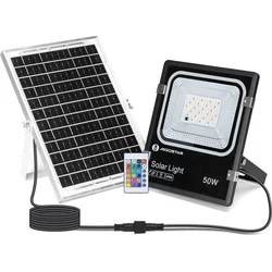 Aigostar - LED RGB prigušiva solarni reflektor LED/50W/3,2V IP66 + daljinski upravljač