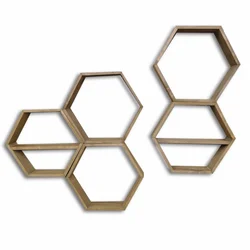 Hanah Home HEX003 Zidna polica, 5 komada, Braon