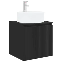 Umivaonik s policom Crna 49,5 x 44,5 x 65 cm Konstruirano drvo
