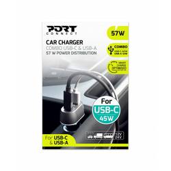 PORT DESIGN Auto punjač USB 3.0, USB- c